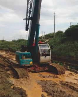 La grue sur chenilles SWTC25 a effectué des travaux de construction dans une zone humide à Nanning, dans le Guangxi.